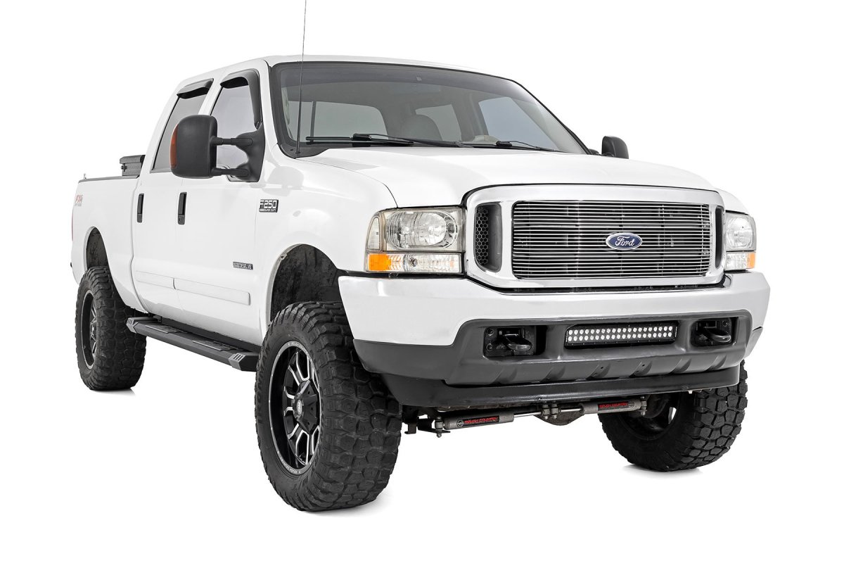 Ford F-250 Super Duty Aluminum Running Boards - Rough Country - HD2 - Black - '99-'16